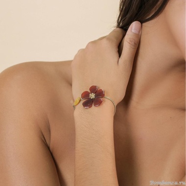 Браслет Nature Bijoux, Hibiscus, с перламутром и цветком из рога, NB25.1-13-44080 красный